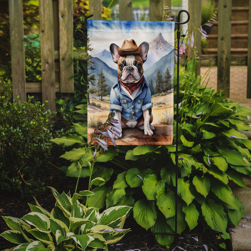 Drapeau Cowboy Welcome Garden, Bouledogue français bleu / rouge
