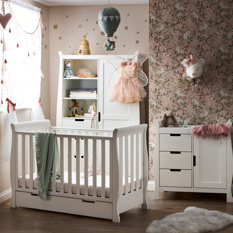 Stamford Mini Cot Bed 3-Piece Nursery Furniture Set, White