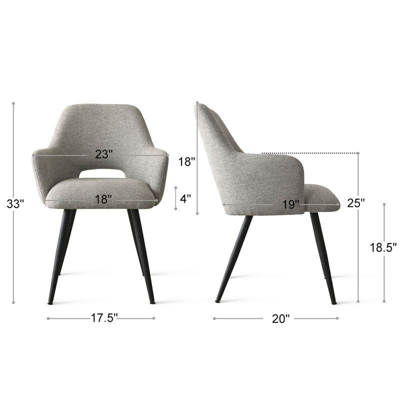 Fauteuils rembourrés l 23 po Matsuichi, Gris chiné