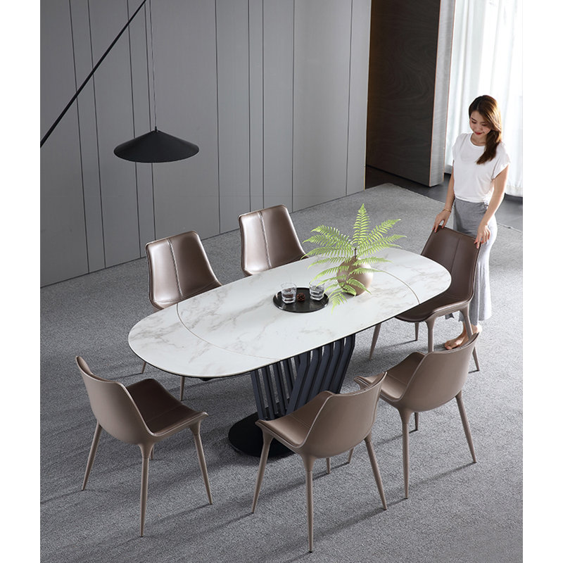 Chaise de salle à manger moderne et simple en cuir de vache à dossier supérieur