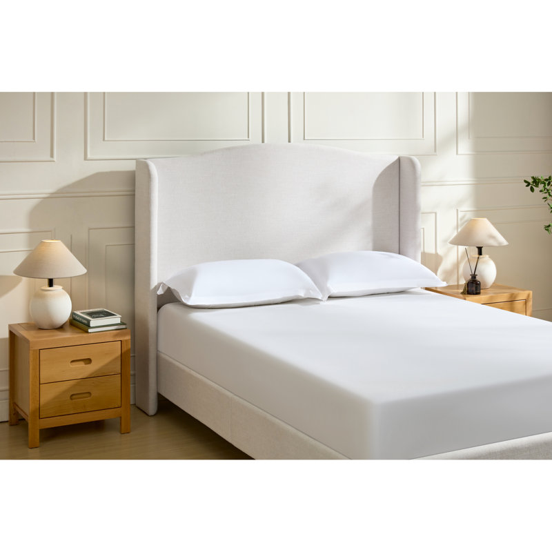 Cadre de lit grand tapissier - Grace minimaliste, chenille, base en métal, sans sommier, tête de lit gracieuse de 54 po, revêtement, pieds en bois massif, allure