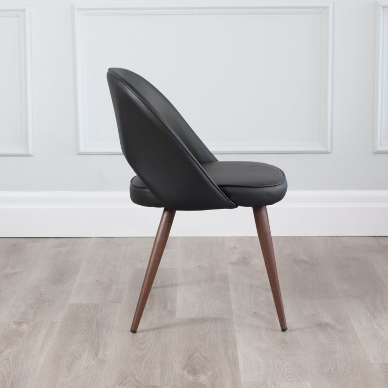 Chaise d'appoint rembourrée en similicuir Kanthan, Noyer, Noir