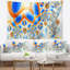 Tapisserie abstraite à motif exotique jaune-bleu-28495925
