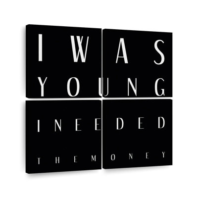 «Crude Humor I Was Young Humor», reproduction sur toile 4 pièces par Eleanor L.