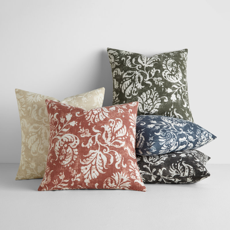 Elegant Rose Cotton Square Throw Pillow with Removable Cover