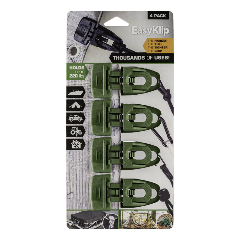 Easyklip Tarp Clip Paquet de 4, blanc, Vert