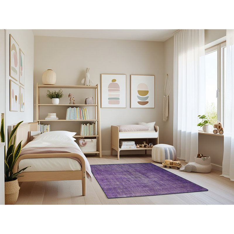 Tapis de zone mauve contemporaine, Rectangle 3 pi x 5 pi