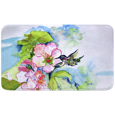Tapis de bain colibri et hibiscus
