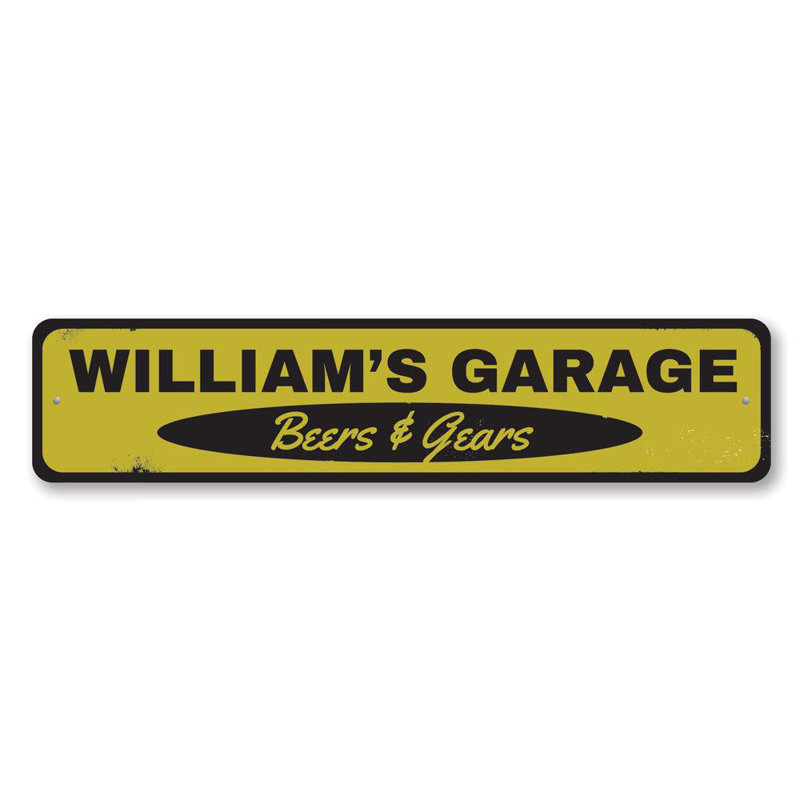 Enseigne en aluminium Beers & Gears, H 4 po x l 18 po x P 0,04 po