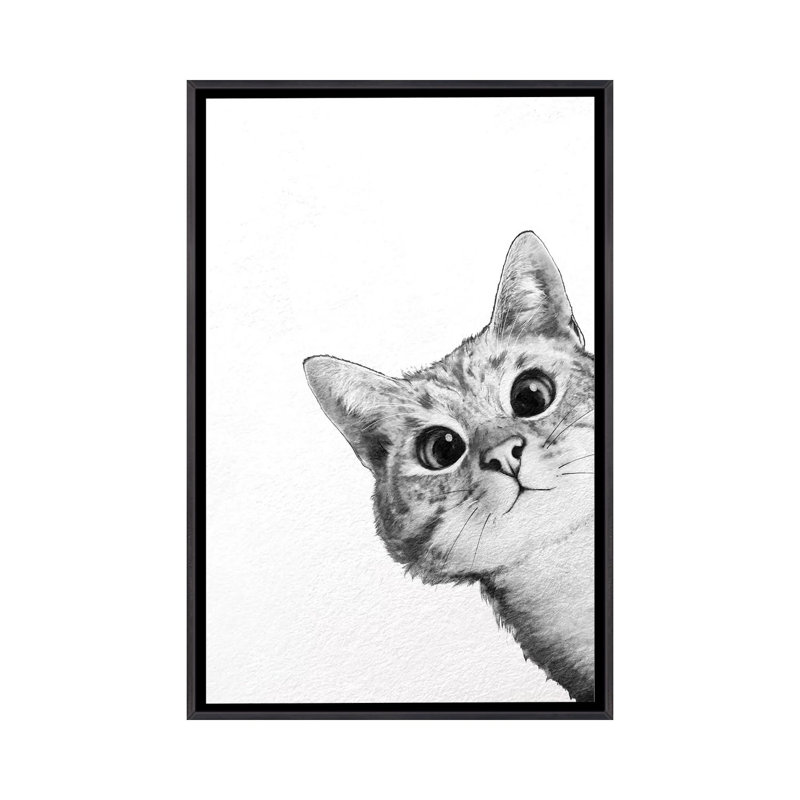 « Sneaky Cat », reproduction sur toile, H 48 po x l 32 po, Impression sur toile encadrée, Noir