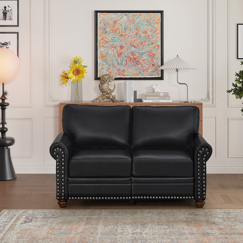 Cullie 59.45, Black Faux Leather, 34.5" H x 82.68" W x 31.89" D
