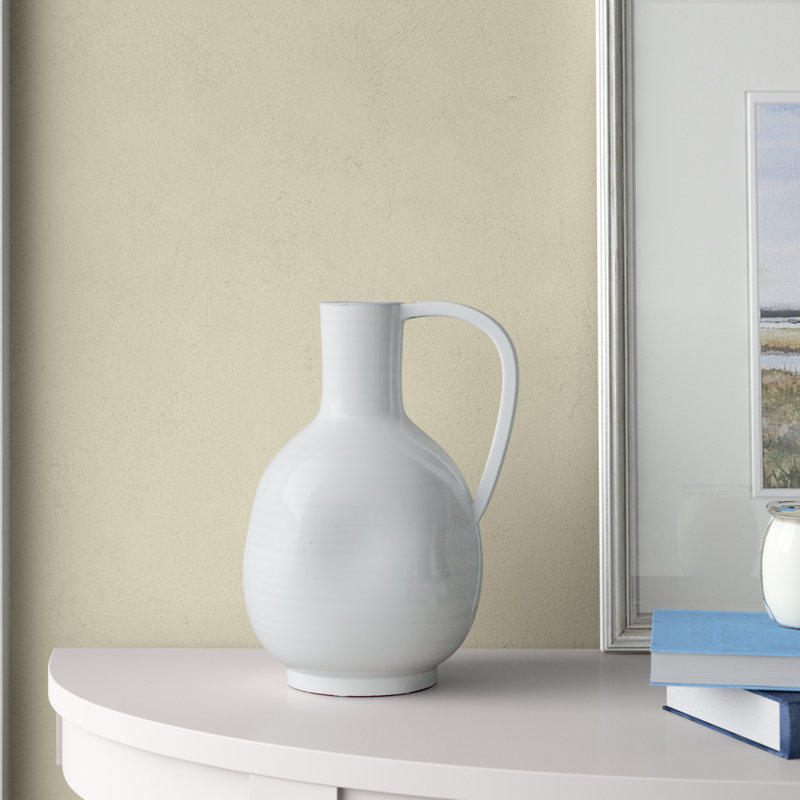 Mauna White Ceramic Irregular Handled Vase Large