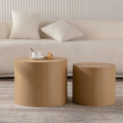 Ensemble de 2 tables basses gigognes rondes en bois pour table ronde et moderne