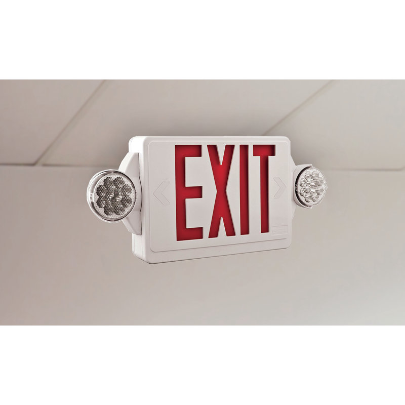 Red and White LED Exit Sign with Emergency Lights