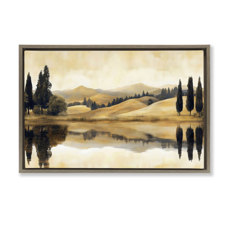 Cadre flottant à champ réfléchissant, conçu par LSR Creative Studio, H 17 po x l 25 po, Cadre flottant orme Montalcino
