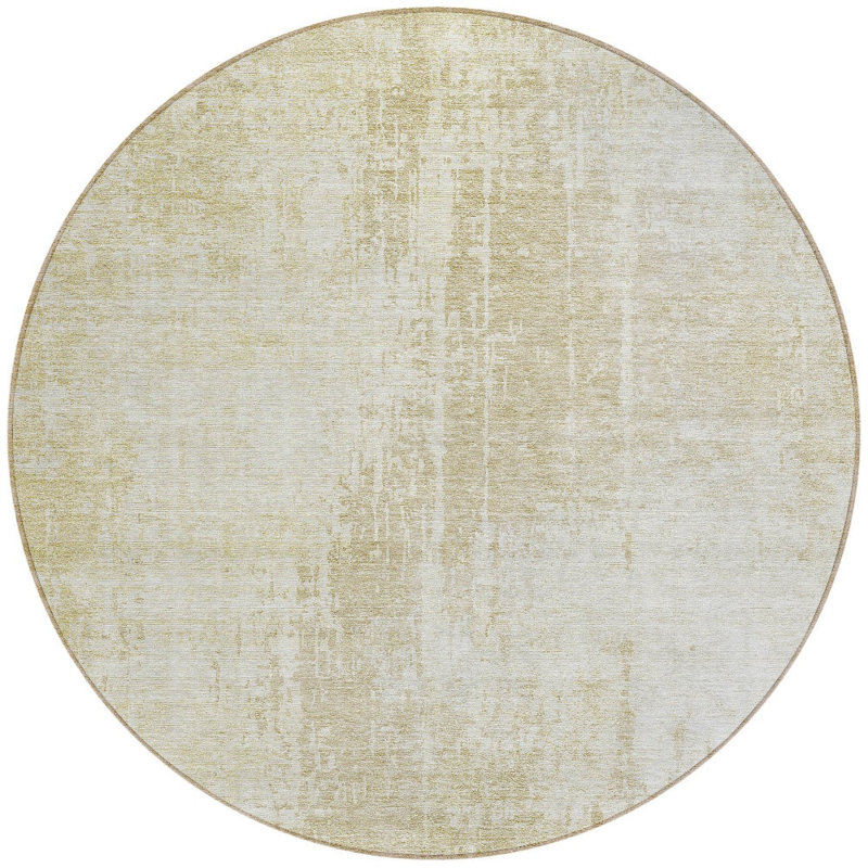 Tapis extérieur rond lavable abstrait 8 pi beige et taupe