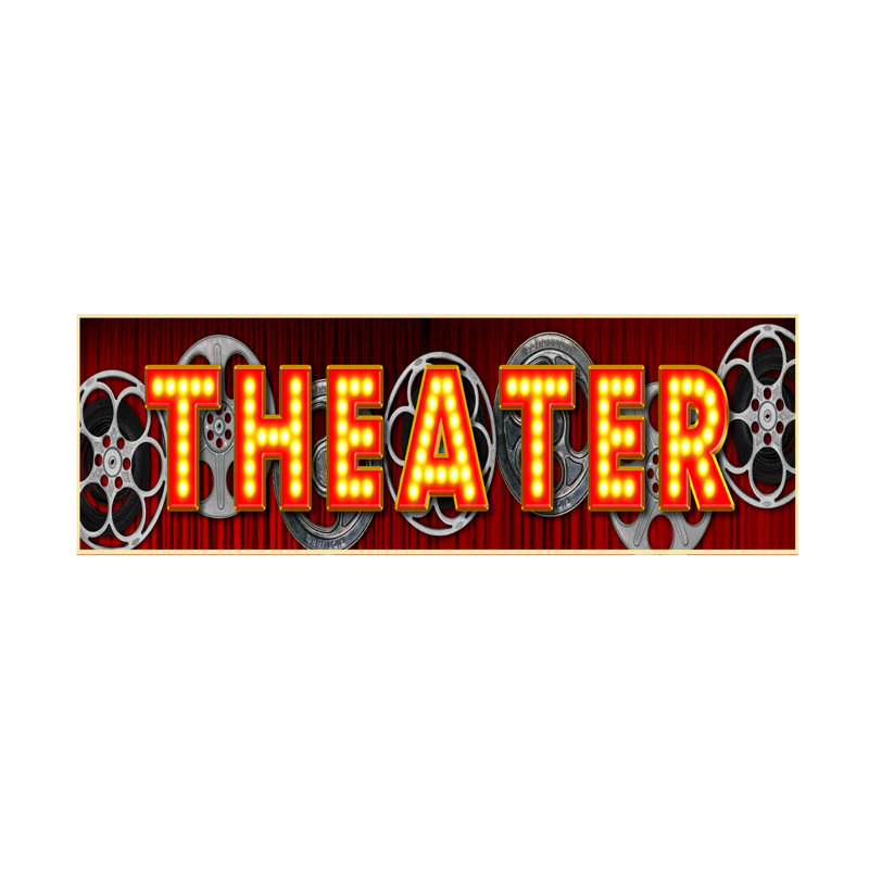 " Wrapped Canvas Wall Art - RetroPlanet 'Theater Marquee' Wall Art for Living Room, Bedroom, or Office Décor - 16x47 " Print