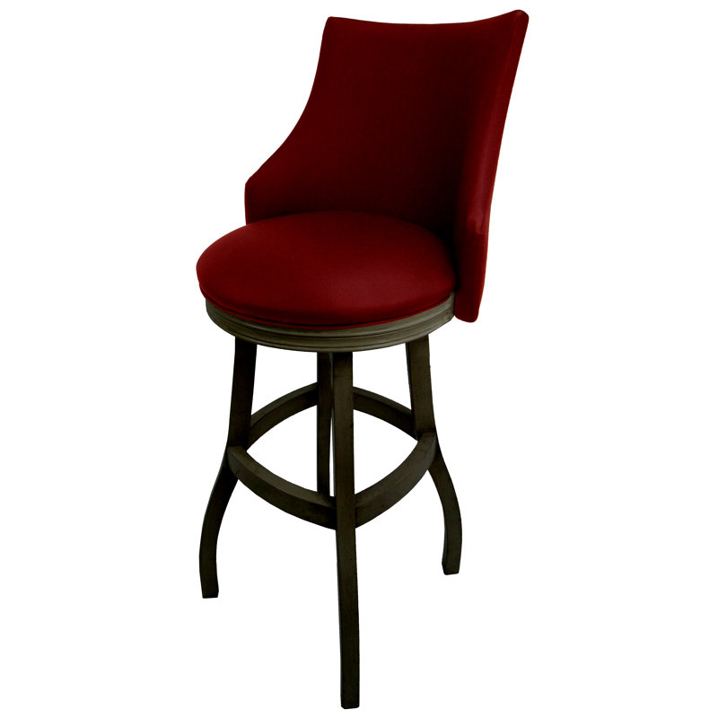 Tabouret pivotant en bois Ridfortore, Noir, Rouge, Tabouret de bar (hauteur du siège 34 po)