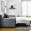 Lit de jour simple avec texture en lin, charge, gigogne dressable, structure de construction robuste, assise de chargement en tissu d'ameublement gris et touche de style détachable, cadre pouvant supporter 300 lb-644579503