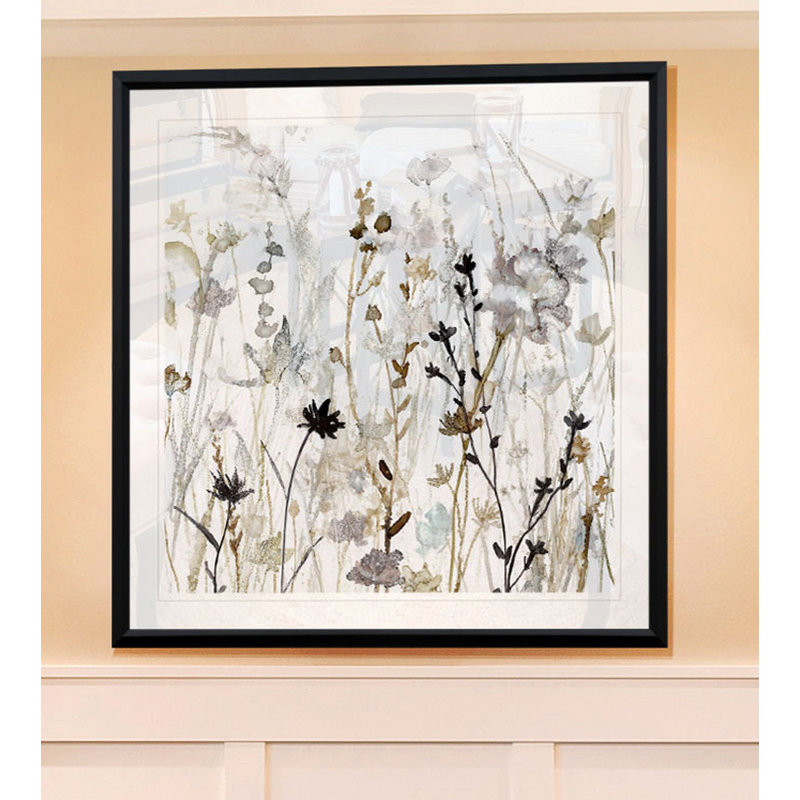 « Wildflower Mist II » - reproduction de peinture, H 17,5 po x l 17,5 po, Impression encadrée, Plastique noir