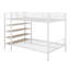 Lit superposé simple au-dessus d'un lit double en métal avec tablettes à 5 niveaux-409742026