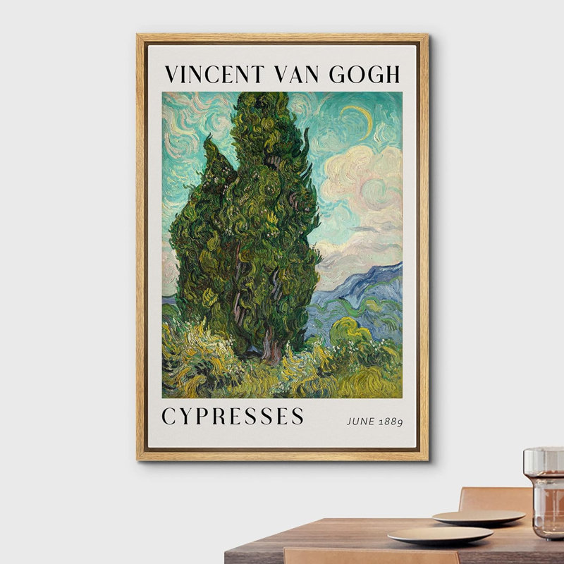 «Cypress Tree Landscape» par Vincent Van Gogh, reproduction sur toile flottante, Naturel, H 36 po x l 24 po x P 1,5 po