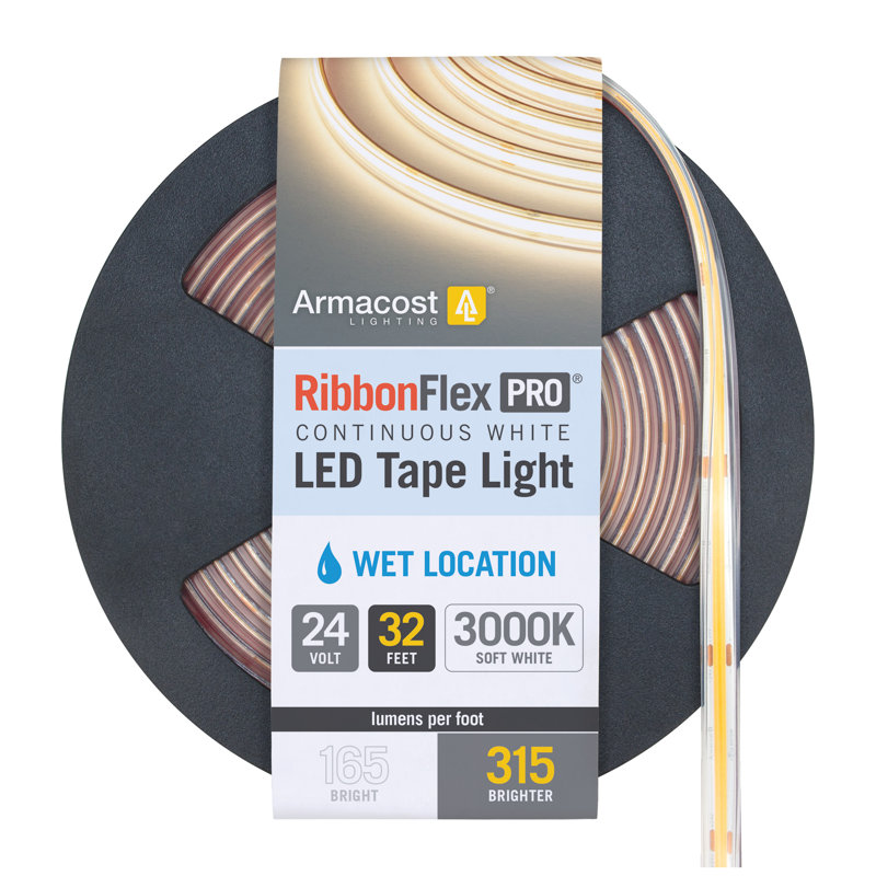 Ruban d'extérieur à DEL RibbonFlex Pro 24V, 3000K, 316 lumens / pi, IP67, 10M, 32,8 pi, 3000K