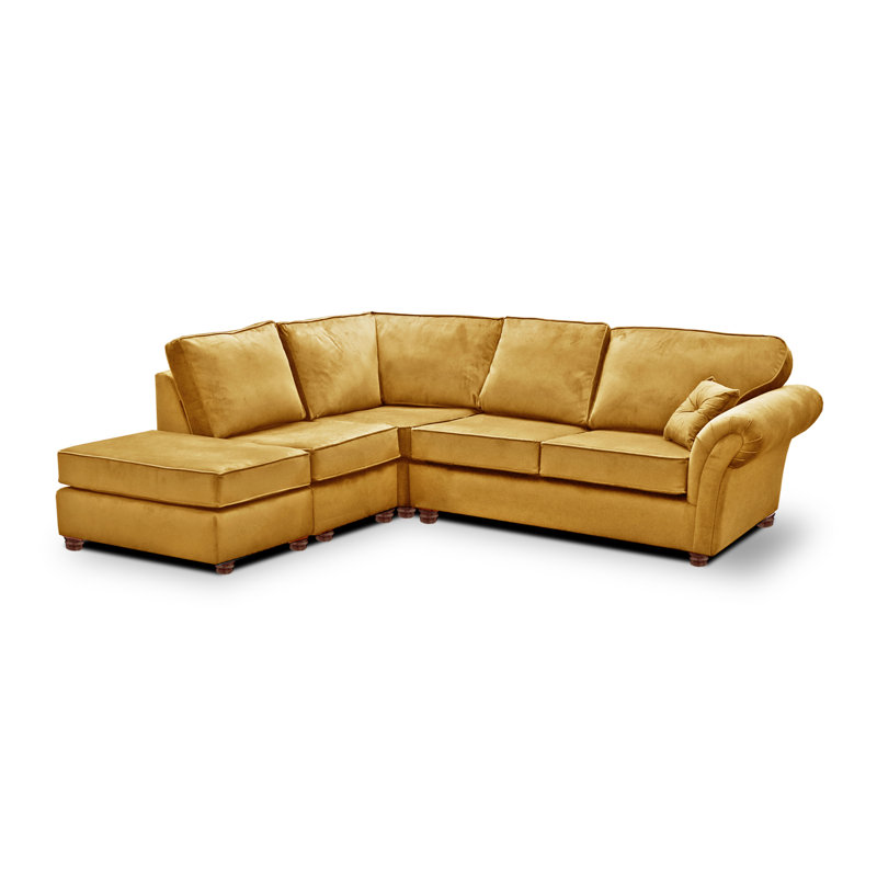 Lila 5 Seater Velvet Corner Sofa , Left Hand Facing, Mustard