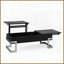 Table basse noire ultrabrillante moderne avec 2 compartiments de rangement, peu encombrante pour le salon-121049492