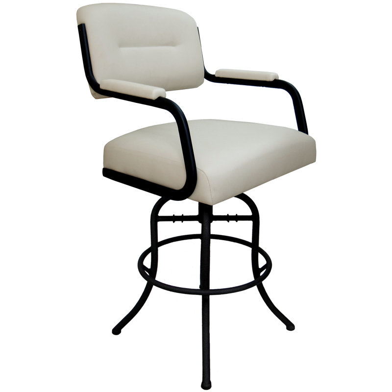 Tabouret de bar pivotant 30 po Jomiah, Noir, Beige