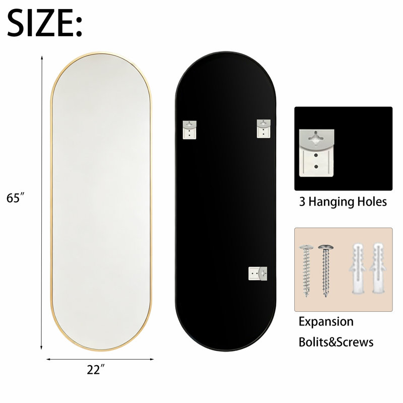 Oval Leaning Mirror, 65" H x 22" W