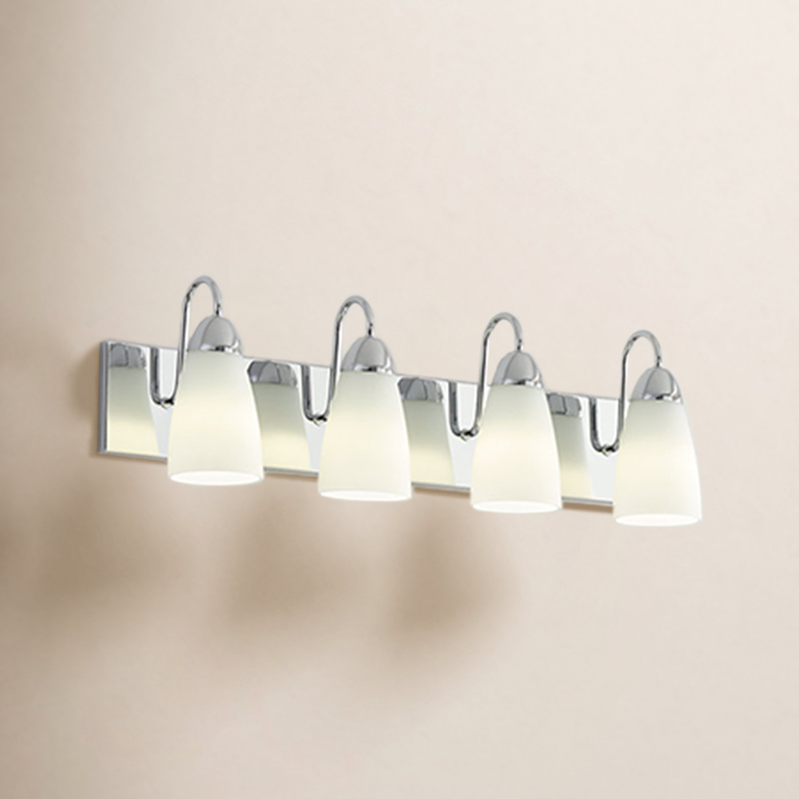 4 Light Frosted Dimmable Vanity Light, No, Chrome, 4