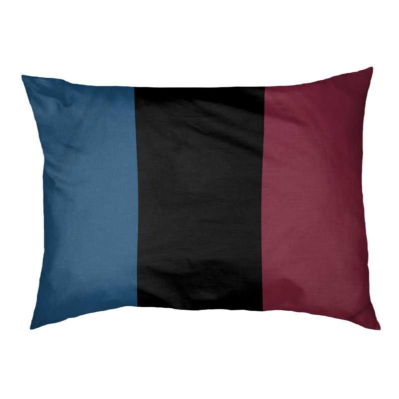 Coussin rectangulaire designer Kansas City, Petit (L 18 po x l 28 po), Bleu / noir / bourgogne