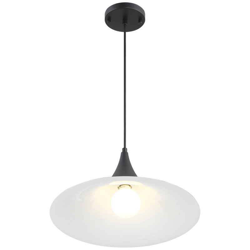 Luminaire suspendu conique 1 lumière Gelila, Noir mat