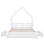 Grand lit plateforme en bois avec garde-corps et 2 tiroirs, blanc