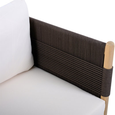 Fauteuil club d'extérieur en bois d'acacia avec tissage de corde de diamant et coussins