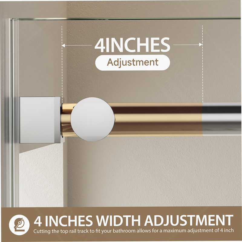 Porte de douche coulissante simple sans cadre, porte de baignoire avec poignée en acier inoxydable