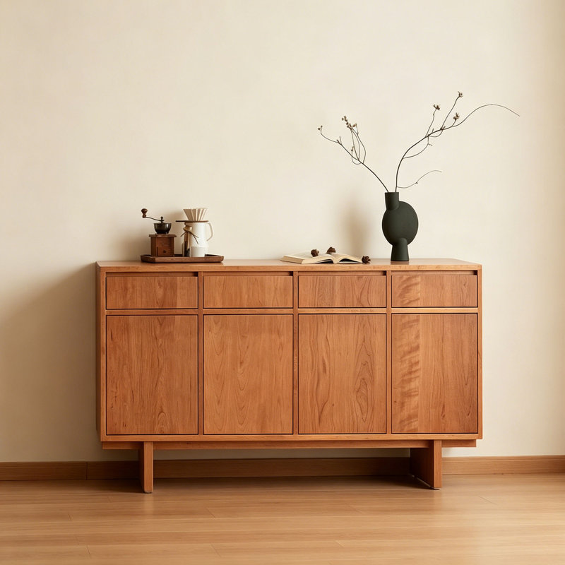 Buffet entièrement en bois de cerisier massif, H 31,49 po x l 55,11 po x P 15,74 po