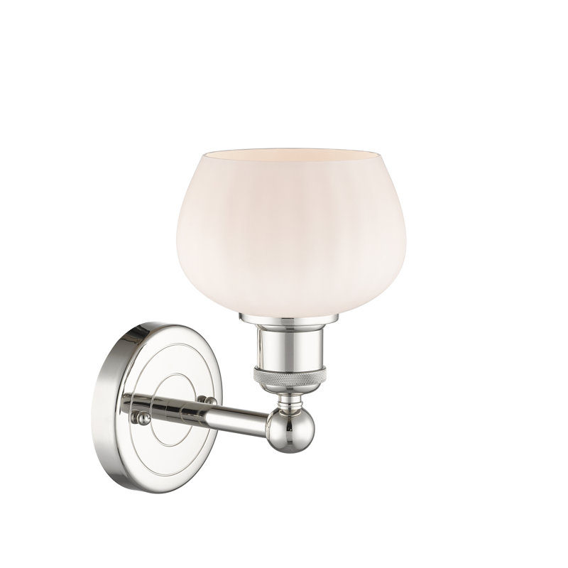 Canute Armed Sconce, Matte White, Polished Nickel