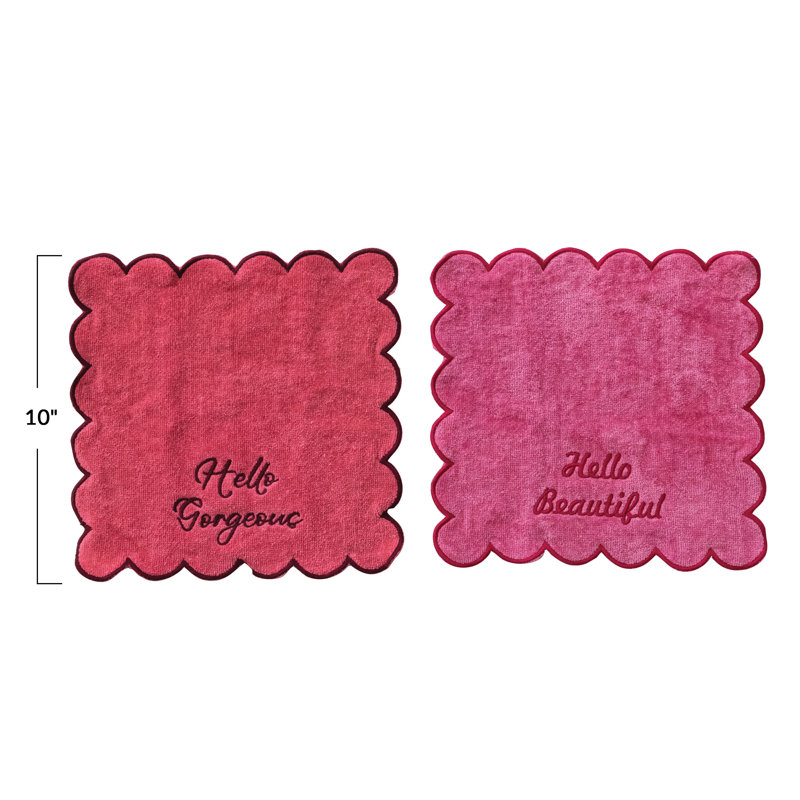 Embroidered Sayings Cotton Bath Towel Set