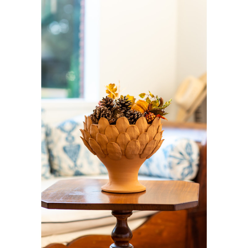 Gathered Garden Ceramic Statue Planter, 10" H x 12" W x 12" D, Orange