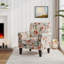 Chaise d'appoint en orange pastel et vert floral avec pieds en bois massif