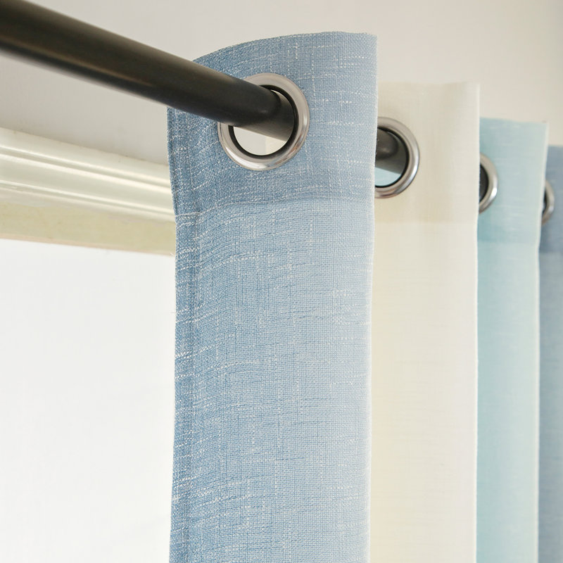 Paire de rideaux semi-transparents avec œillets, Bleu, L 52 po x L 95 po