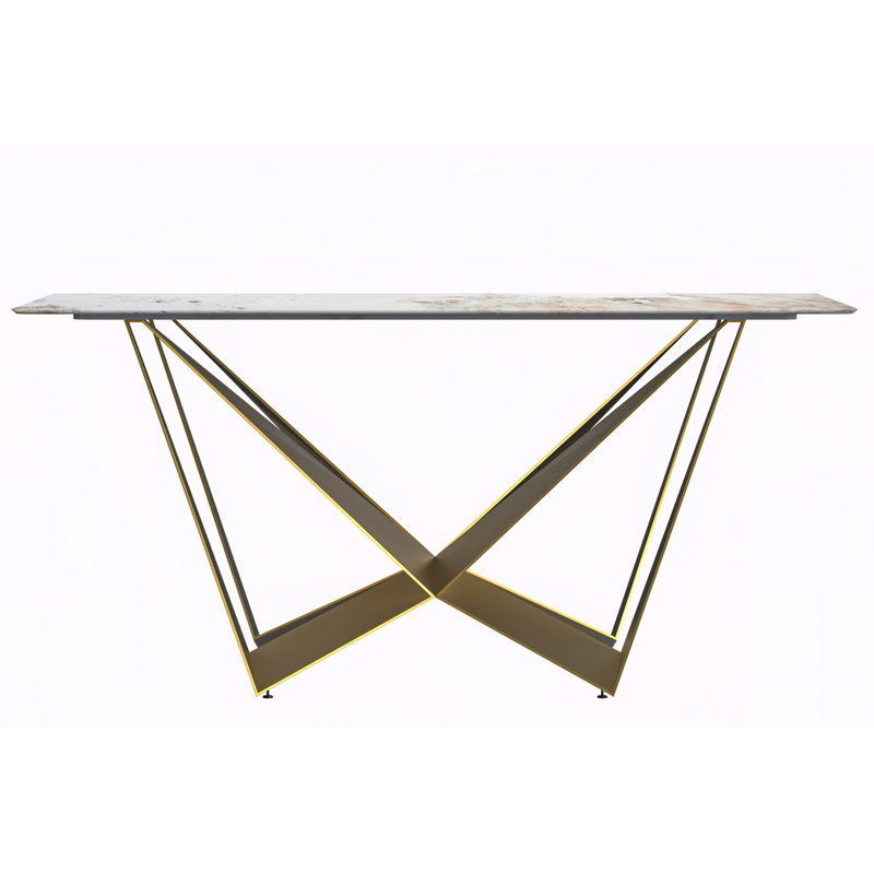 Lakshan Metal Base Dining Table, White Gray, 29.1"H x 55.11"L x 31.5"W
