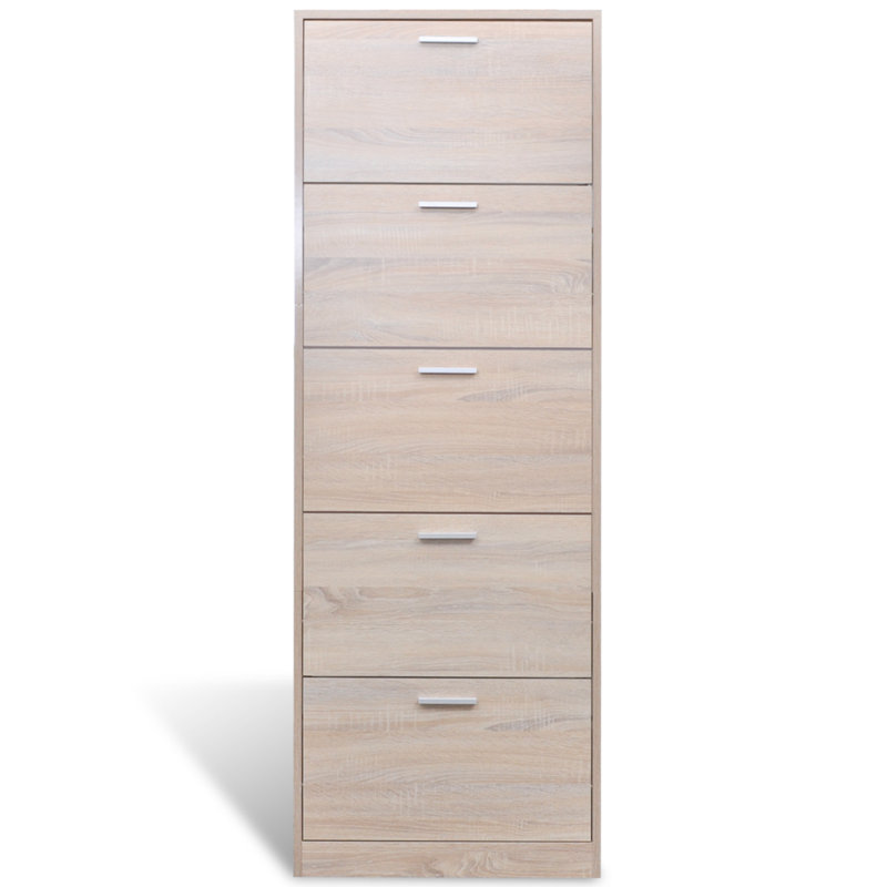 15 Pair Shoe Flip Down Shoe Storage, Oak