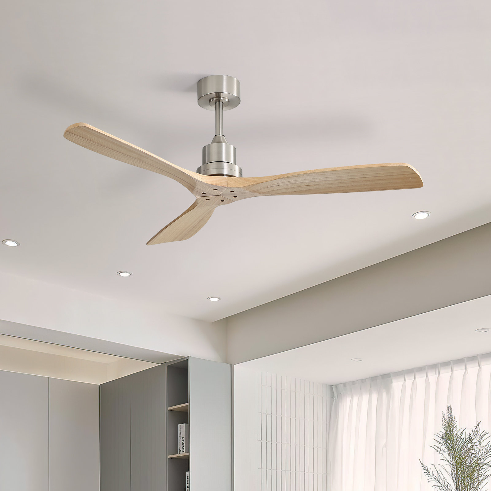 Nicola 52" Ceiling Fan, Burlywood/Nickel