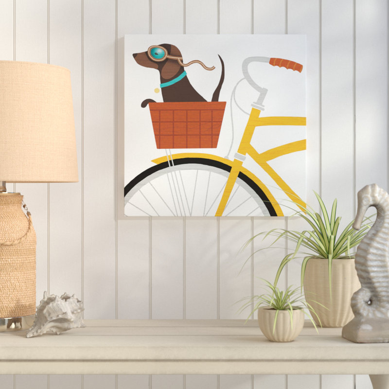 «Beach Bums Dachshund Bicycle I», impression, H 28 po x l 28 po x P 1,5 po, Toile tendue