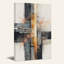 Tableau géométrique abstrait sur toile gris et orange-110200860