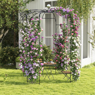 Birdcage Shape Garden Arch 9.4 x 6.8FT Heavy Duty Arch Trellis with Hanging Hook for Climbing Plants