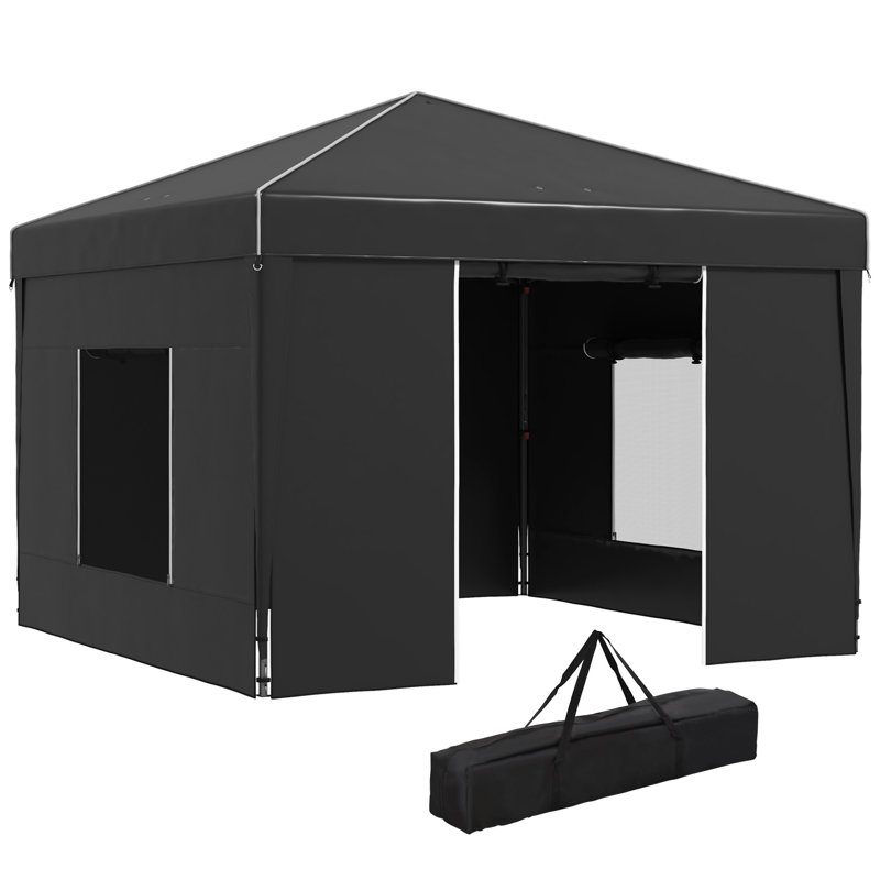 Outsunny 9.7' X 9.7' Pop Up Canopy With Sidewalls, Black